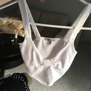 White bow cropped tank